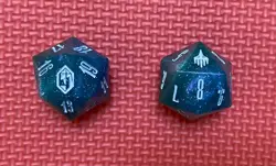 2 x Final Fantasy Spindown Life Counter D20 Dice Oversized + Bonus MTG - Image 1