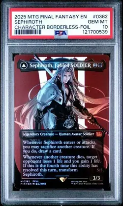 PSA 10 GEM MINT Sephiroth, Fabled SOLDIER 0382 Borderless Foil Final Fantasy MTG - Image 1