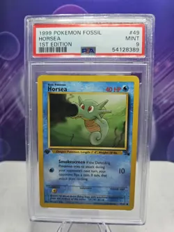 Pokemon Card Horsea 49/62 1st Edition Fossil Set 1999 PSA 9 MINT - Image 1