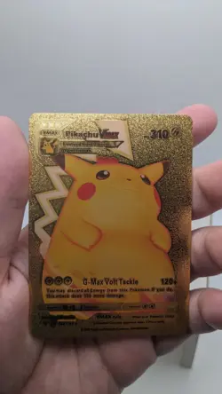 Nintendo Pokemon Gold Foil Fan Art Card Pikachu VMAX Gigantamax 310HP 044/185 - Image 3