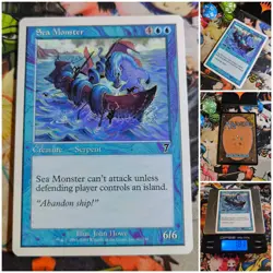 MTG Sea Monster 🇬🇧 Nm Magic the Gathering Seventh Edition 2001 Og Blue Deck - Image 2