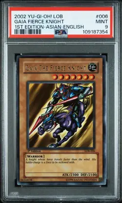 PSA 9 Mint 2002 Gaia Fierce Knight LOB-006 1st ED Ultra YuGiOh Asian English - Image 1