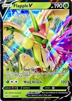Flapple V 018/163 ULTRA RARE Pokemon Card TCG 2021 SWSH Battle Styles NM - Image 1