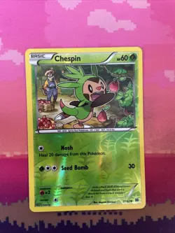 Pokemon Card Chespin Breakthrough Reverse Holo 7/162 Near Mint - Image 1