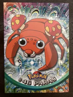 1999 TOPPS POKEMON CARD #46 PARAS - TV ANIMATION EDITION BLACK LOGO - Image 1