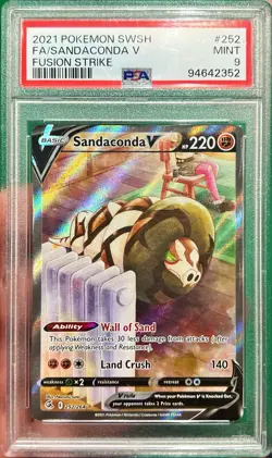 2021 Pokemon SWSH Sandaconda V Full Art Alt Fusion Strike 252/264 PSA 9 Mint - Image 1