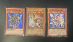 Yugioh 3 Card Set - Dark Magician Girl (2 Versions) + Magician's Valkyria - NM - Image 1