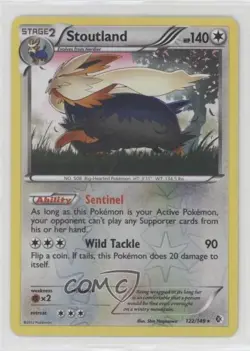 Stoutland Reverse Foil Pokemon Black & White Boundaries Crossed #122 - Image 1