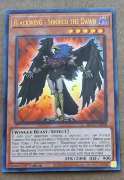Yugioh! Blackwing Sirocco the Dawn BLCR-EN058 Ultra Rare 1st Edition - Image 1