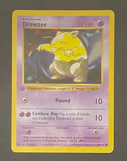 Pokemon Card Drowzee 49/102 1st Edition Shadowless Base Set - Moderately Played - Image 1