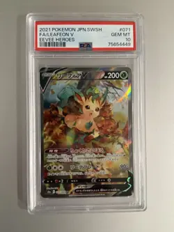 2021 POKEMON JPN SWORD & SHIELD EEVEE HEROES #071 FULL ART/LEAFEON V PSA 10 - Image 1