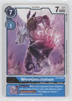 2020 Digimon Card Game - Cocytus Blue Starter Deck Rare WereGarurumon #ST2-08 - Image 1