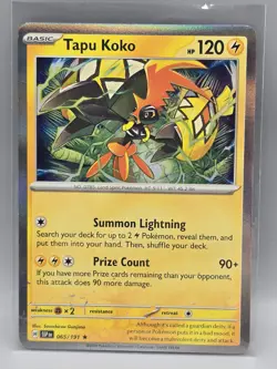 Pokemon Surging Sparks Printer Error Rare Card Tapu Koko 065/191 - Image 1