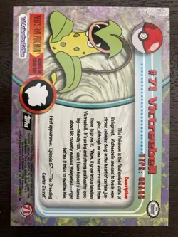 1999 TOPPS POKEMON CARD #71 VICTREEBELL - TV ANIMATION EDITION BLACK LOGO - Image 2
