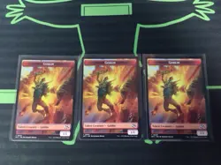 MTG Magic The Gathering 1/1 Red Goblin Token X3 DFT Commander - Image 1
