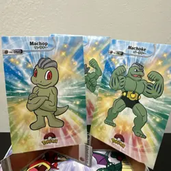 Pokemon Database Shiny Set Machop Machoke Machamp Shiny Sparkle Holo Set Of 3 - Image 3