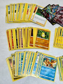 2021 Lot 300 Various Pokemon Trading Cards Common Full Reverse Holo Trainer Vmax - Image 3