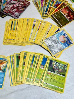2021 Lot 300 Various Pokemon Trading Cards Common Full Reverse Holo Trainer Vmax - Image 4