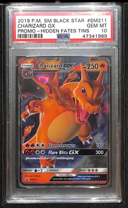 Pokemon 2019 Charizard Gx PSA 10 Gem Mint Hidden Fates Tin Promo #SM211 - Image 1