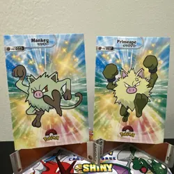 Pokemon Database Shiny Set Mankey Primeape Shiny Sparkle Holo Set Of 2 - Image 1