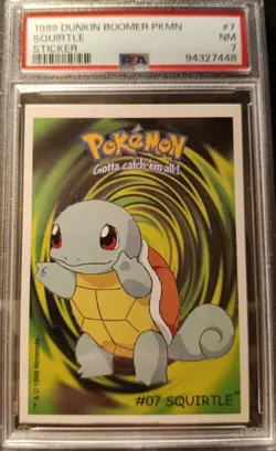 1999 DUNKIN BOOMER POKEMON STICKERS #7 SQUIRTLE - Image 1