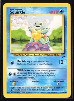 Pokemon Squirtle 93/130 WotC Base Set 2 Common NM - Image 1