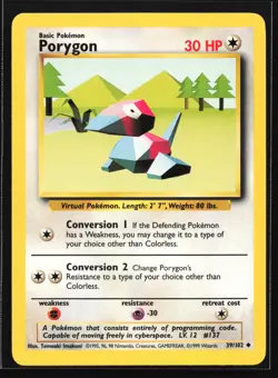 Pokemon Porygon 39/102 WotC Base Set Unlimited Uncommon NM - Image 1