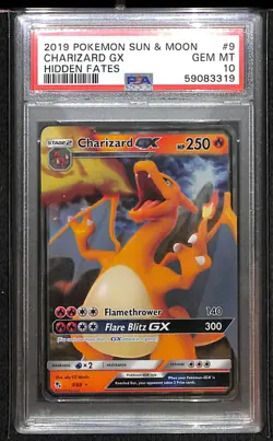 2019 Pokemon Sun & Moon Hidden Fates Charizard GX 9/68 PSA 10 GEM MINT - Image 1