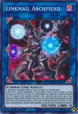 RIRA-EN047 Linkmail Archfiend Super Rare 1st Edition Near Mint YuGiOh TCG - Image 1