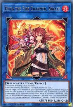 MGED-EN119 Hiita the Fire Charmer, Ablaze Rare UNL Edition Near Mint YuGiOh TCG - Image 1
