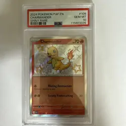 Pokemon TCG Paldean Fates PAF en Charmander 109/091 Shiny Rare Card PSA 10 - Image 1