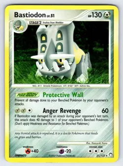 Bastiodon SWIRL! 21/123 Mysterious Treasures Pokemon Card TCG Holo Rare - Mp - Image 1