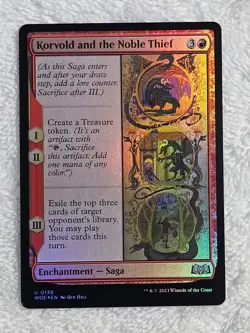 MTG Korvold and the Noble Thief FOIL - Wilds of Eldraine (WOE) #139 Card U NM - Image 1