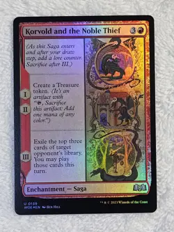 MTG Korvold and the Noble Thief FOIL - Wilds of Eldraine (WOE) #139 Card U NM - Image 2
