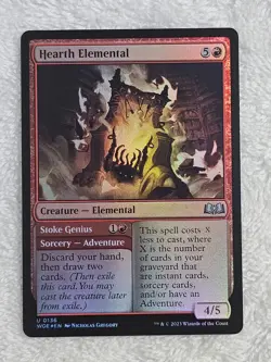 MTG Hearth Elemental FOIL - Wilds of Eldraine (WOE) #136 Magic Card U NM - Image 1