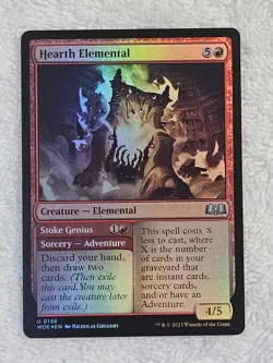 MTG Hearth Elemental FOIL - Wilds of Eldraine (WOE) #136 Magic Card U NM - Image 2