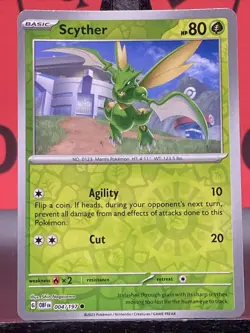 Scyther 004/197 Sv03: Obsidian Flames Pokemon TCG Reverse Holo Common 2023 NM - Image 3