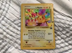 Birthday Pikachu pokemon card 1995 Promo black star 24 - Image 2