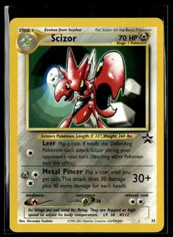 Scizor 33 Black Star Rare Promo WOTC Pokemon Card LP - Image 1