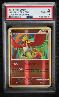 Ho-oh Reverse Foil Pokemon HeartGold & SoulSilver Call of Legends PSA 8 - Image 1