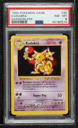 Kadabra Shadowless Pokemon Base Set PSA 8 1999 - Image 1