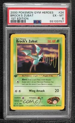 Brock's Zubat 1st Ed. Pokemon Gym Heroes PSA 6 2000 - Image 1