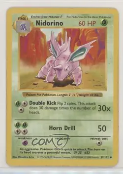 Nidorino Shadowless Pokemon Base Set #37 1999 READ - Image 1