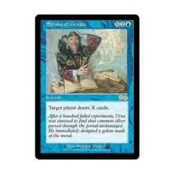 WOTC MtG Urza's Saga Stroke of Genius (R) EX - Image 1