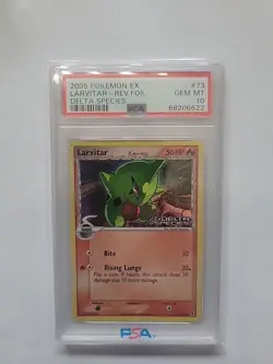 Larvitar 2005 Pokemon Reverse Foil EX Delta Species STAMP PSA 10 Gem Mint - Image 1
