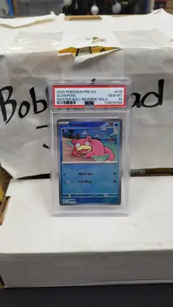 2025 SLOWPOKE MASTER BALL REVERSE HOLO PRISMATIC EVOLUTIONS POKEMON PSA 10 #018 - Image 1