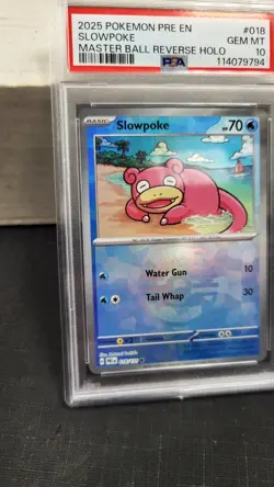 2025 SLOWPOKE MASTER BALL REVERSE HOLO PRISMATIC EVOLUTIONS POKEMON PSA 10 #018 - Image 5