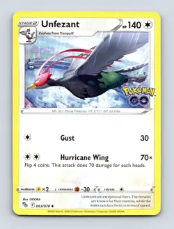 Unfezant 063/078 Normal Colorless Uncommon Pokemon GO NM - Image 1