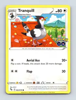 Tranquill 062/078 Normal Colorless Common Pokemon GO NM - Image 1