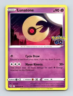Lunatone 034/078 Normal Psychic Uncommon Pokemon GO NM - Image 1